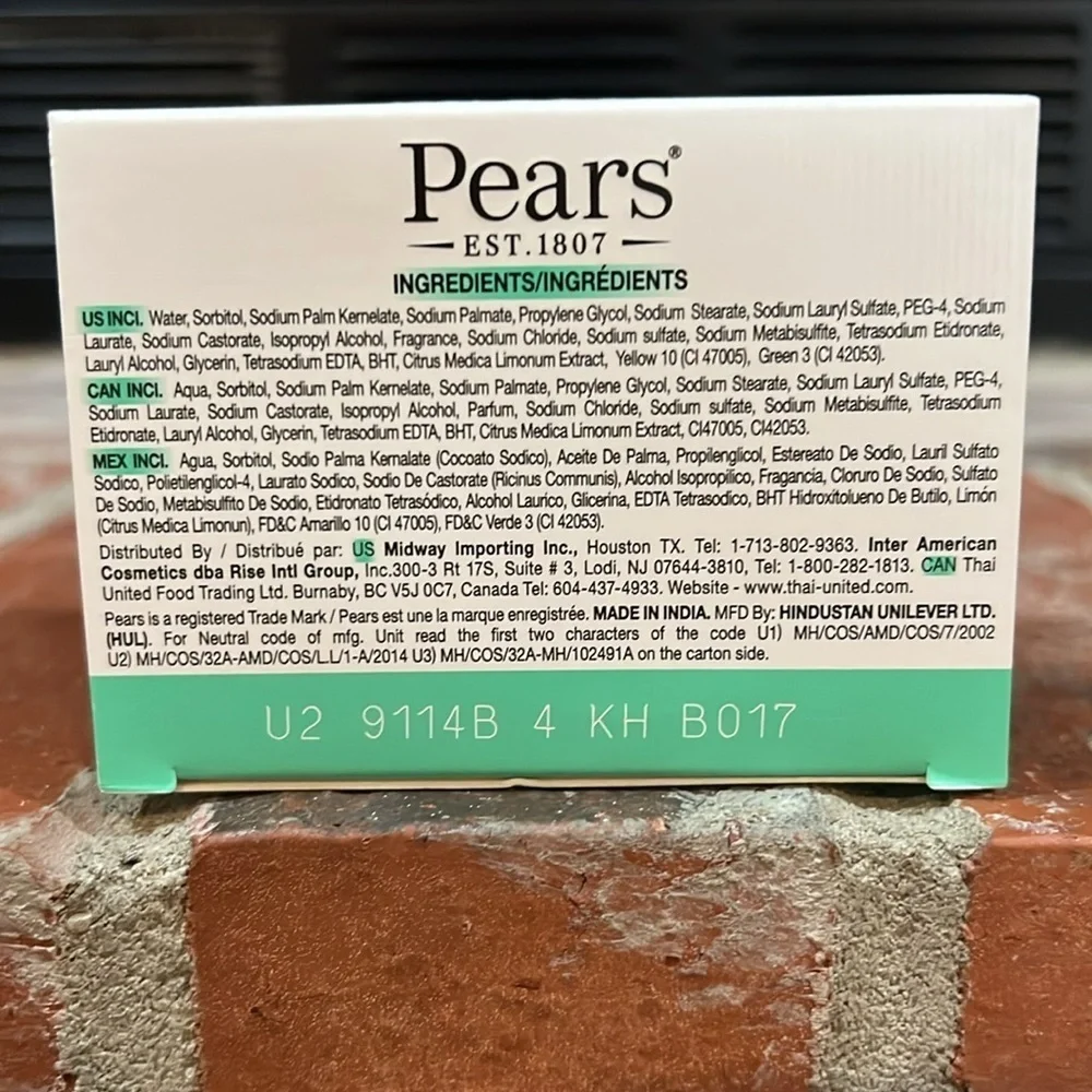 Pears Transparent Soap Bars Pure & Gentle W/Lemon Flower Extracts 2 - 2pack